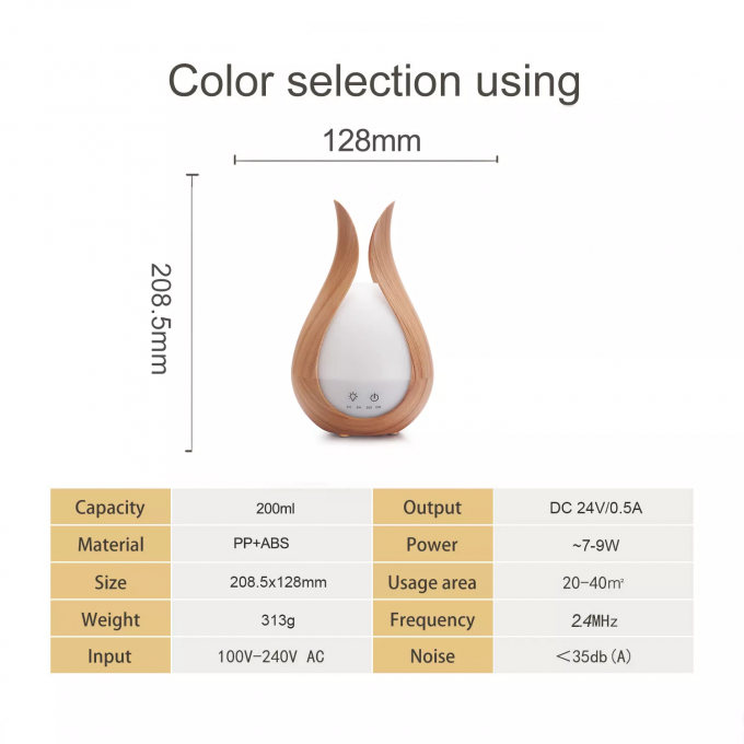 HOMEFISH 200ml 木の穀物湿化器 アロマセラピー アロマ エッセンシャルオイルディフューザー 9