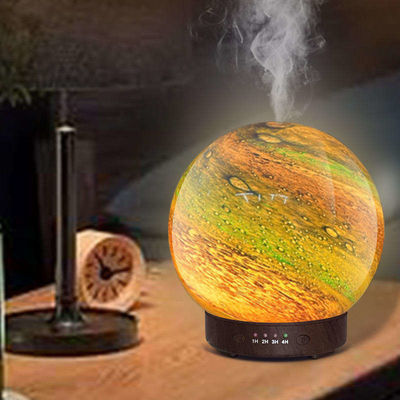 よい価格 HOMEFISH 3D ガラスデザイン エッセンシャルオイルディフューザー 惑星湿気化器 120ml オンライン